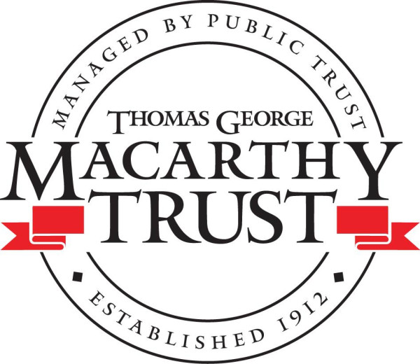 The Thomas George Macarthy Trust logo in black and red against a white background