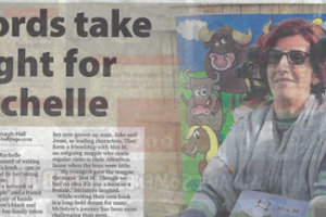 Rachelle McIntyre article headline says Words take flight for Rachelle